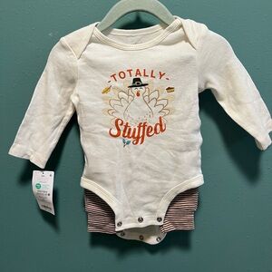 Carter's White and Brown Striped Baby Onesie